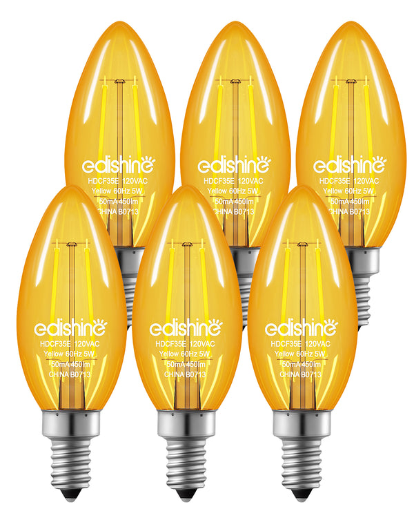 EDISHINE 6 Pack Dimmable Yellow Light Bulb-HDCF35E