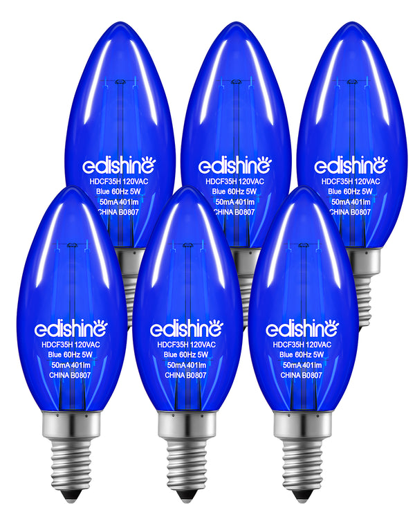 EDISHINE E12 Dimmable Blue Light Bulb, 6 Pack-HDCF35H