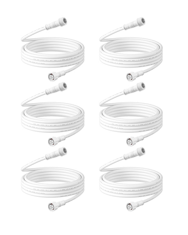 EDISHINE 6.56FT 5pin Extension Cord for Recessed Lights (6 Pack) -HJRL06B-P1