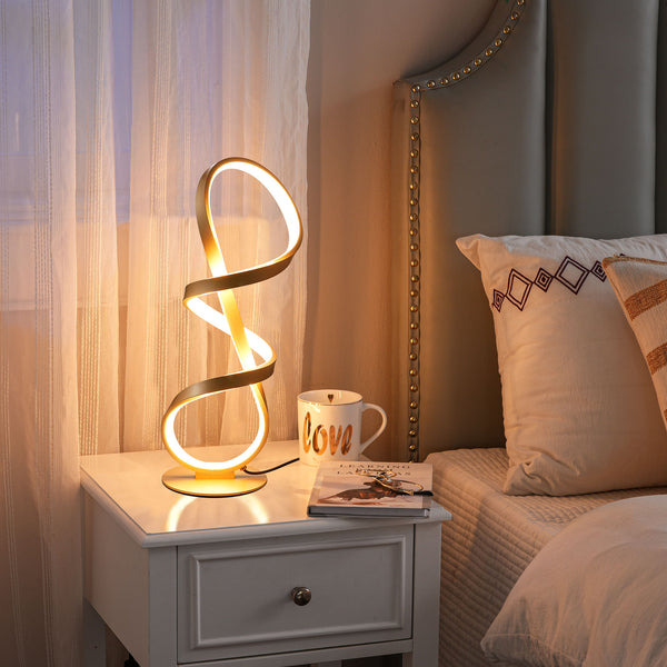 EDISHINE LED Table Lamp, Touch Control Bedside Lamp, Gold-HWTL02W